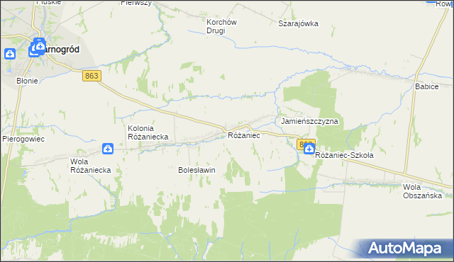 mapa Różaniec gmina Tarnogród, Różaniec gmina Tarnogród na mapie Targeo