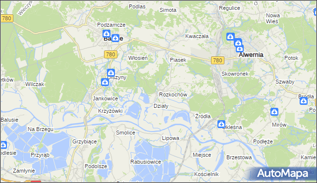 mapa Rozkochów gmina Babice, Rozkochów gmina Babice na mapie Targeo