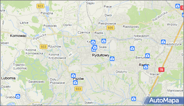 mapa Rydułtowy, Rydułtowy na mapie Targeo
