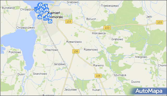 mapa Rzewnowo, Rzewnowo na mapie Targeo