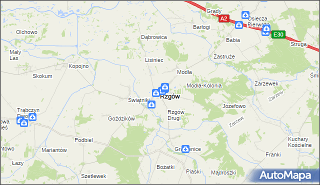 mapa Rzgów powiat koniński, Rzgów powiat koniński na mapie Targeo