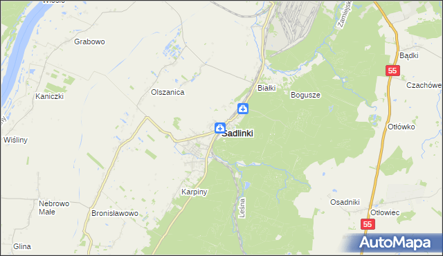mapa Sadlinki, Sadlinki na mapie Targeo