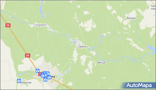 mapa Sądów gmina Cybinka, Sądów gmina Cybinka na mapie Targeo