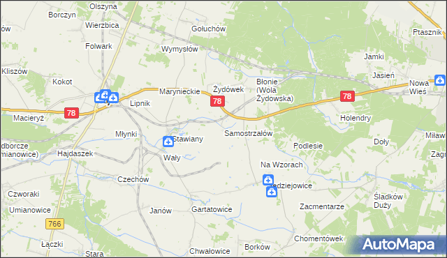 mapa Samostrzałów, Samostrzałów na mapie Targeo