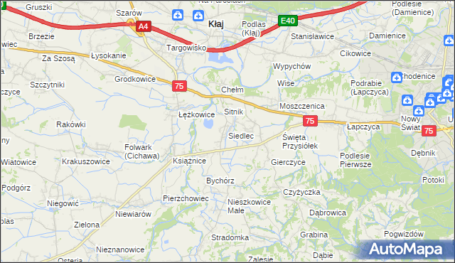 mapa Siedlec gmina Bochnia, Siedlec gmina Bochnia na mapie Targeo