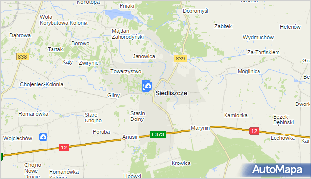 mapa Siedliszcze powiat chełmski, Siedliszcze powiat chełmski na mapie Targeo