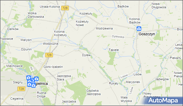 mapa Sielec gmina Goszczyn, Sielec gmina Goszczyn na mapie Targeo