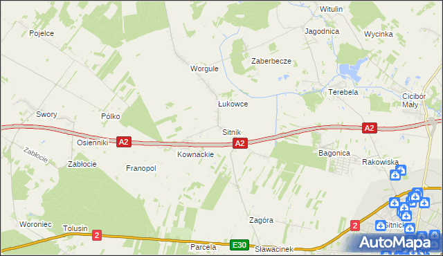 mapa Sitnik gmina Biała Podlaska, Sitnik gmina Biała Podlaska na mapie Targeo