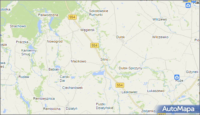 mapa Sitno gmina Zbójno, Sitno gmina Zbójno na mapie Targeo