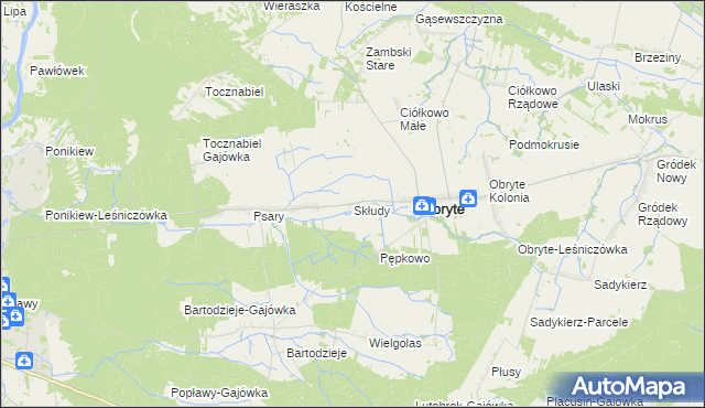 mapa Skłudy, Skłudy na mapie Targeo