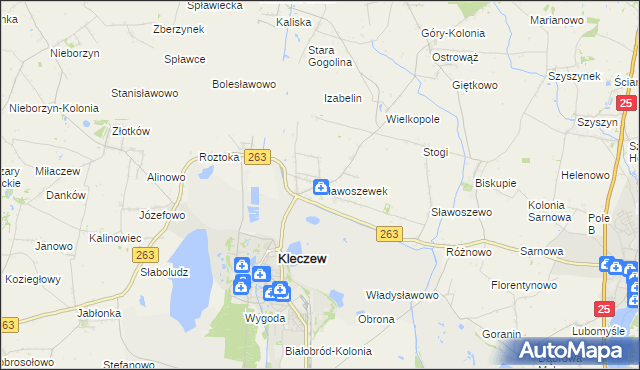 mapa Sławoszewek, Sławoszewek na mapie Targeo