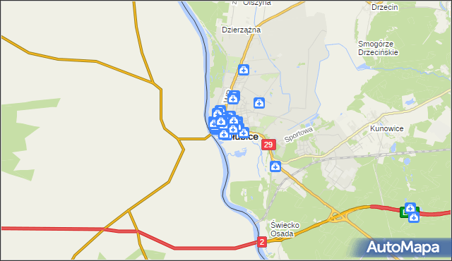 mapa Słubice, Słubice na mapie Targeo