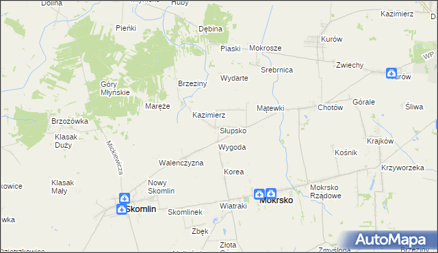 mapa Słupsko gmina Mokrsko, Słupsko gmina Mokrsko na mapie Targeo
