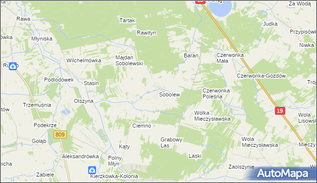 mapa Sobolew gmina Firlej, Sobolew gmina Firlej na mapie Targeo