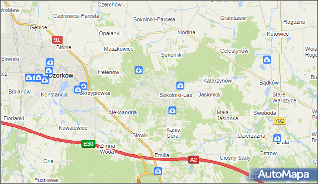 mapa Sokolniki-Las, Sokolniki-Las na mapie Targeo