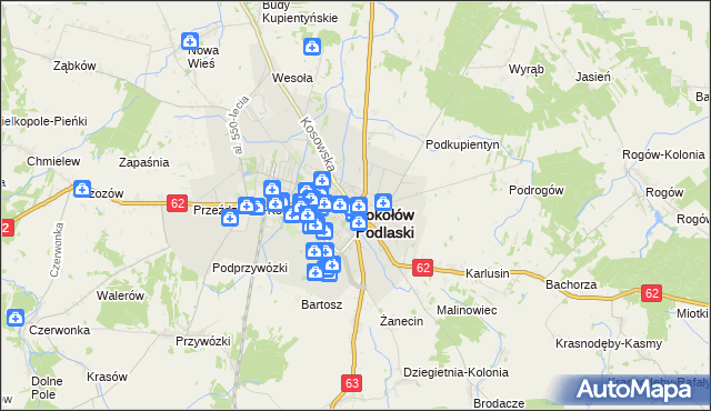 mapa Sokołów Podlaski, Sokołów Podlaski na mapie Targeo