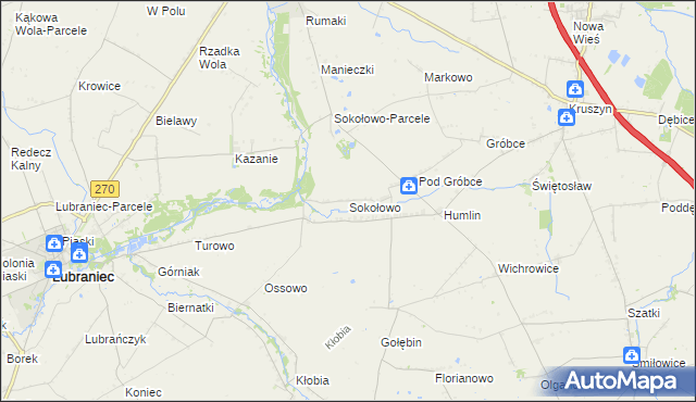 mapa Sokołowo gmina Brześć Kujawski, Sokołowo gmina Brześć Kujawski na mapie Targeo