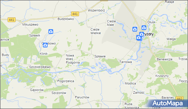 mapa Spławie gmina Kołaczkowo, Spławie gmina Kołaczkowo na mapie Targeo
