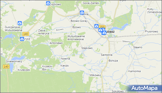mapa Stajkowo gmina Lubasz, Stajkowo gmina Lubasz na mapie Targeo