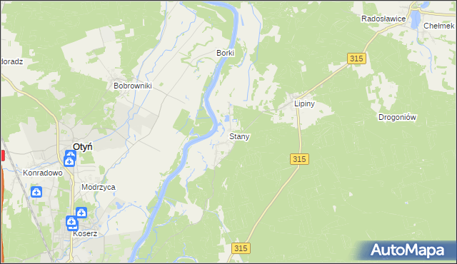 mapa Stany gmina Nowa Sól, Stany gmina Nowa Sól na mapie Targeo