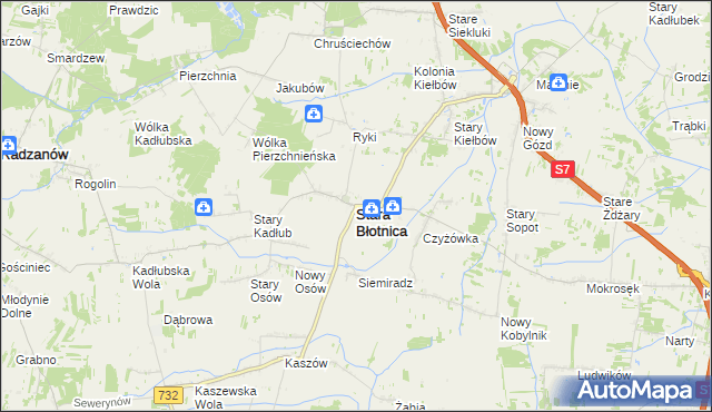 mapa Stara Błotnica, Stara Błotnica na mapie Targeo