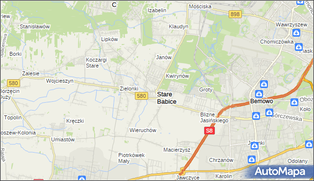mapa Stare Babice, Stare Babice na mapie Targeo