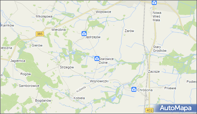 mapa Starowice Dolne, Starowice Dolne na mapie Targeo