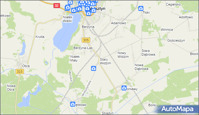 mapa Stary Widzim, Stary Widzim na mapie Targeo