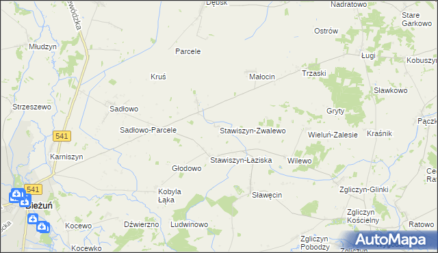 mapa Stawiszyn-Zwalewo, Stawiszyn-Zwalewo na mapie Targeo