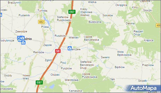 mapa Stefanów Barczewski Pierwszy, Stefanów Barczewski Pierwszy na mapie Targeo