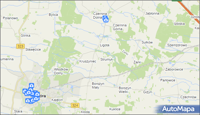 mapa Strumyk gmina Góra, Strumyk gmina Góra na mapie Targeo