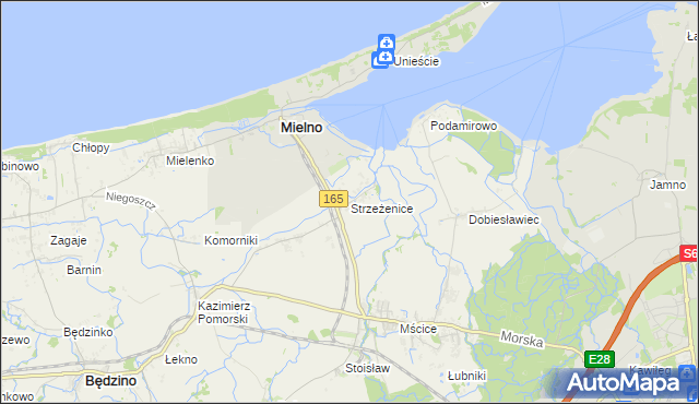 mapa Strzeżenice, Strzeżenice na mapie Targeo