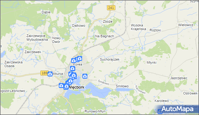 mapa Suchorączek, Suchorączek na mapie Targeo