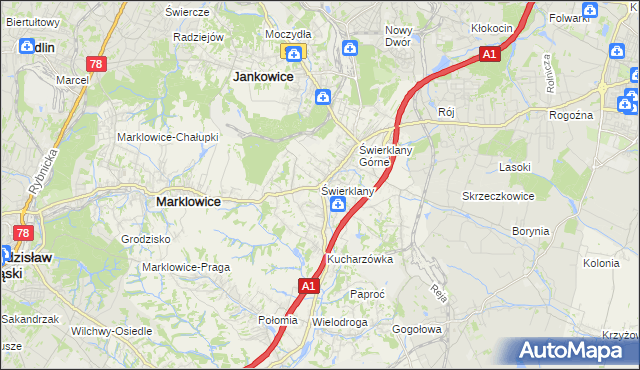 mapa Świerklany, Świerklany na mapie Targeo