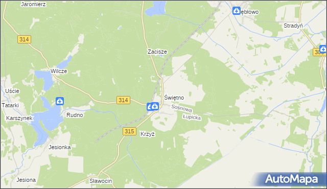 mapa Świętno gmina Wolsztyn, Świętno gmina Wolsztyn na mapie Targeo