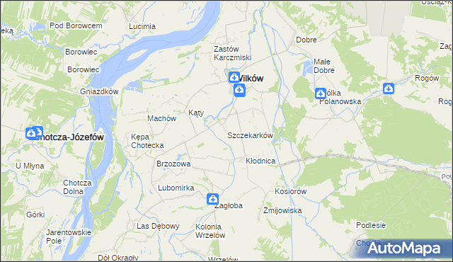 mapa Szczekarków gmina Wilków, Szczekarków gmina Wilków na mapie Targeo