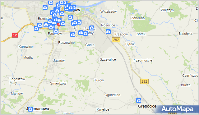 mapa Szczyglice gmina Głogów, Szczyglice gmina Głogów na mapie Targeo