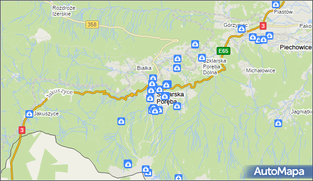 mapa Szklarska Poręba, Szklarska Poręba na mapie Targeo