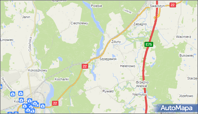 mapa Szpęgawsk, Szpęgawsk na mapie Targeo