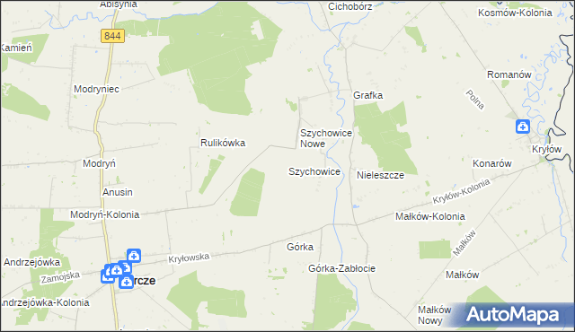 mapa Szychowice, Szychowice na mapie Targeo