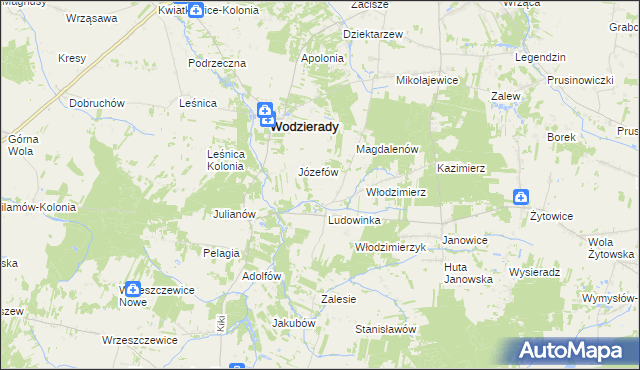 mapa Teodorów gmina Wodzierady, Teodorów gmina Wodzierady na mapie Targeo