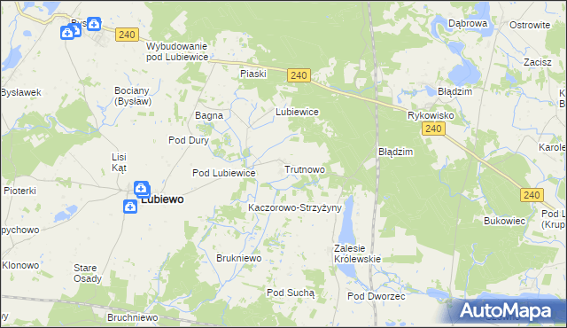 mapa Trutnowo gmina Lubiewo, Trutnowo gmina Lubiewo na mapie Targeo