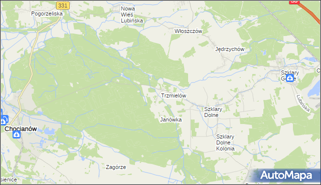 mapa Trzmielów, Trzmielów na mapie Targeo