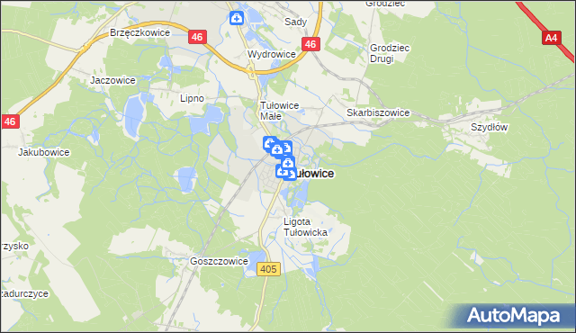 mapa Tułowice powiat opolski, Tułowice powiat opolski na mapie Targeo
