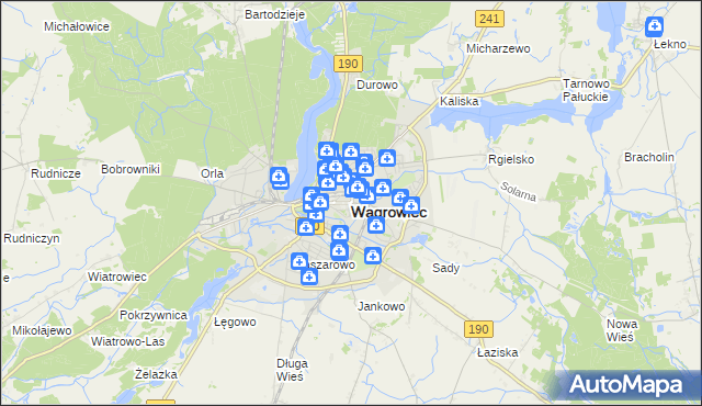 mapa Wągrowiec, Wągrowiec na mapie Targeo