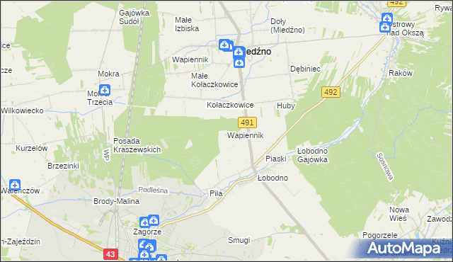 mapa Wapiennik gmina Kłobuck, Wapiennik gmina Kłobuck na mapie Targeo
