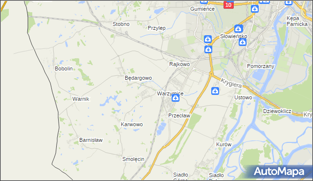 mapa Warzymice, Warzymice na mapie Targeo