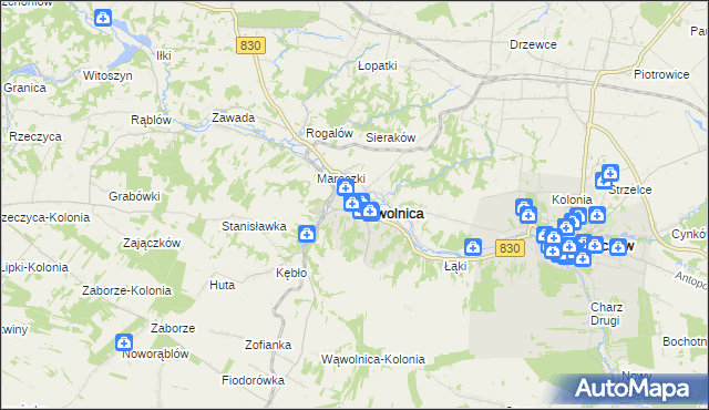 mapa Wąwolnica powiat puławski, Wąwolnica powiat puławski na mapie Targeo