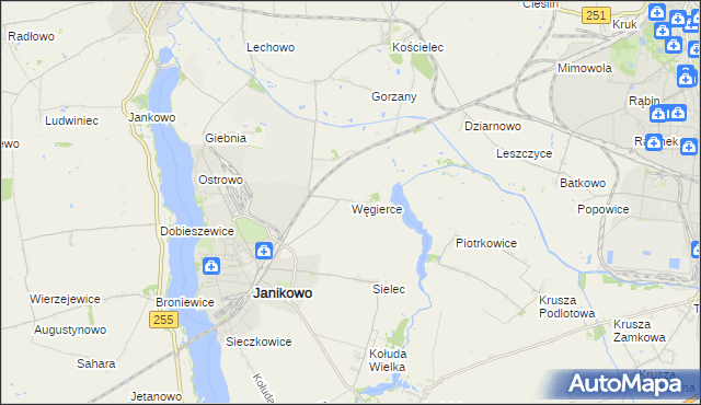 mapa Węgierce gmina Pakość, Węgierce gmina Pakość na mapie Targeo