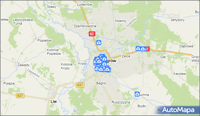 mapa Węgrów, Węgrów na mapie Targeo